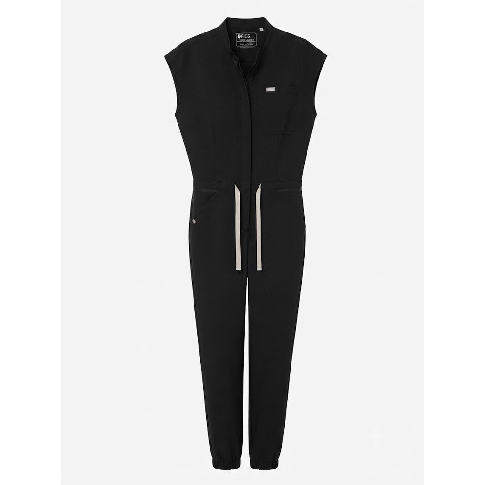 Figs Black Sleeveless Jumpsuit with Contrast Drawstring - Picture 6 of 8